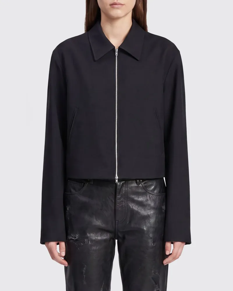 Our Legacy Hemdjacke aus Merinowolle mit Reißverschluss und überschnittenen Schultern Schwarz