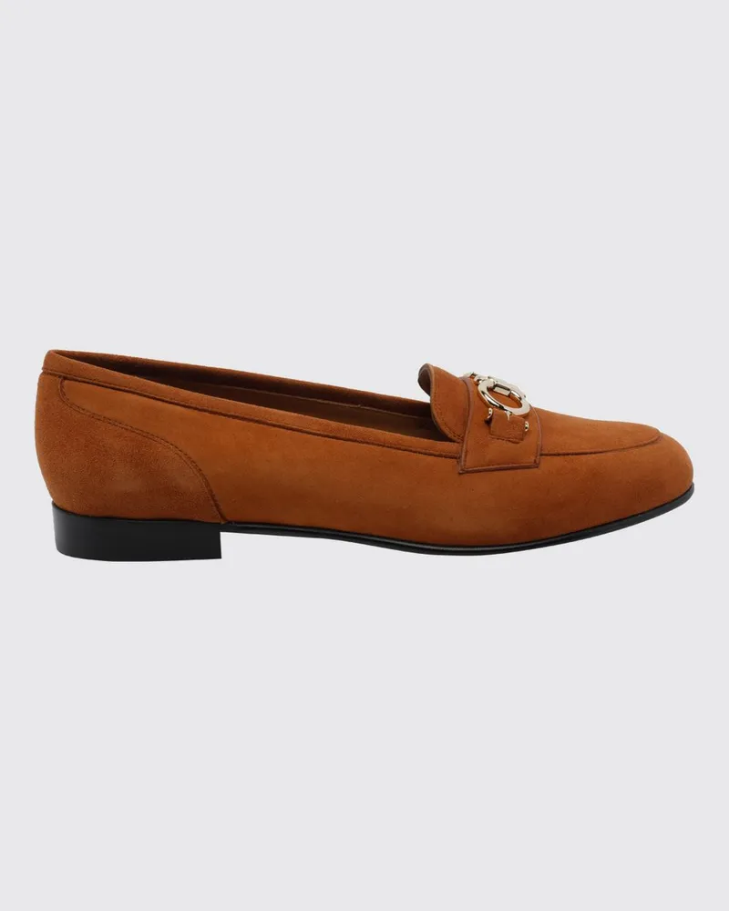 Ferragamo Bax Wildleder-Loafer von mit Gancini-Ornament Braun