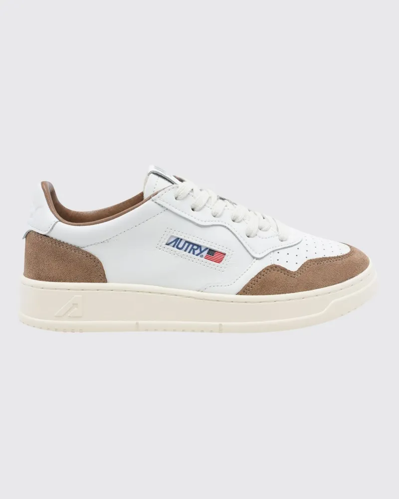 AUTRY Medalist Low zweifarbige Sneaker aus Kalbsleder und Wildleder Weiß