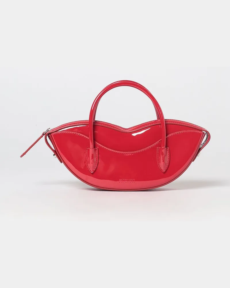 Fiorucci Lips Mini-Tasche aus Lack-Kunstleder mit doppeltem Henkel Rot