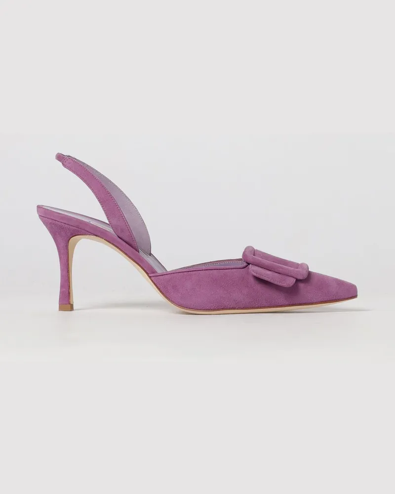 Manolo Blahnik Maysli Slingback-Pumps aus Veloursleder mit mittlerem Absatz Pflaume