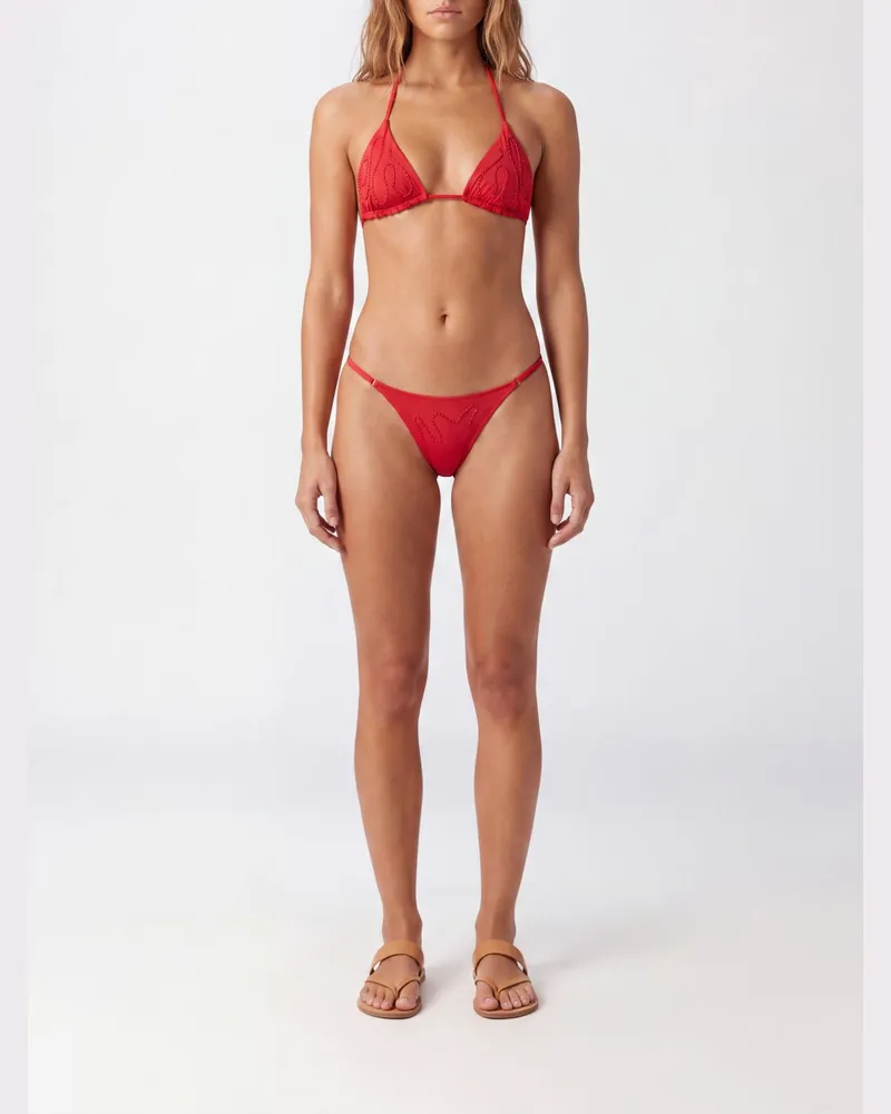 Paloma Wool Triangel-Bikini-Top aus recyceltem Stoff mit Bindebändern Rot