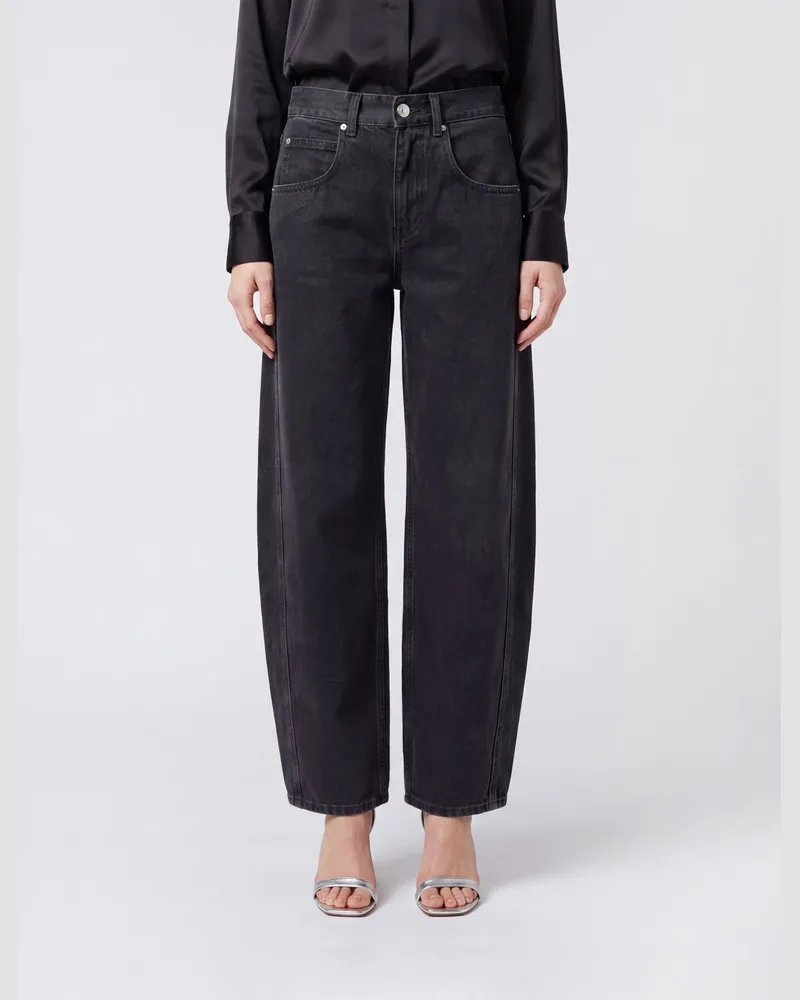Isabel Marant High-Waist Baggy-Jeans Oriane aus Baumwolldenim Schwarz