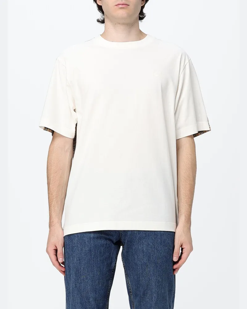 Burberry Baumwoll-T-Shirt mit Vintage-Check-Einsätzen und EKD-Logo Weiß