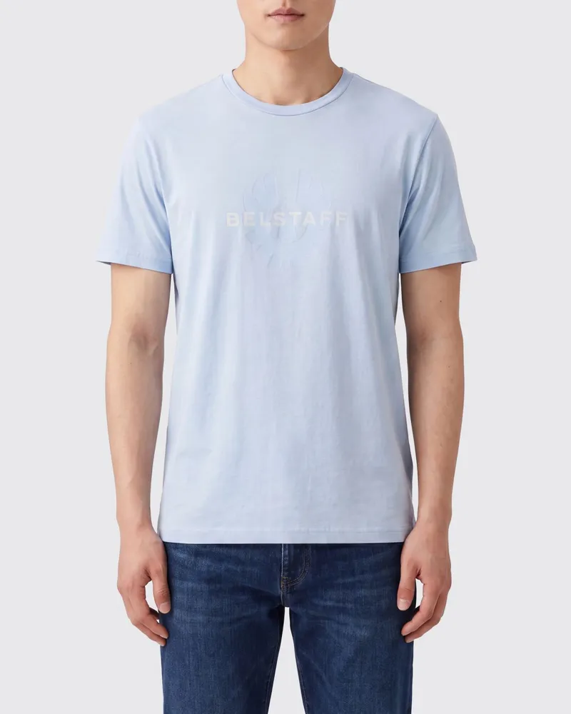 Belstaff Surface Rundhals-T-Shirt mit Logo Himmelblau