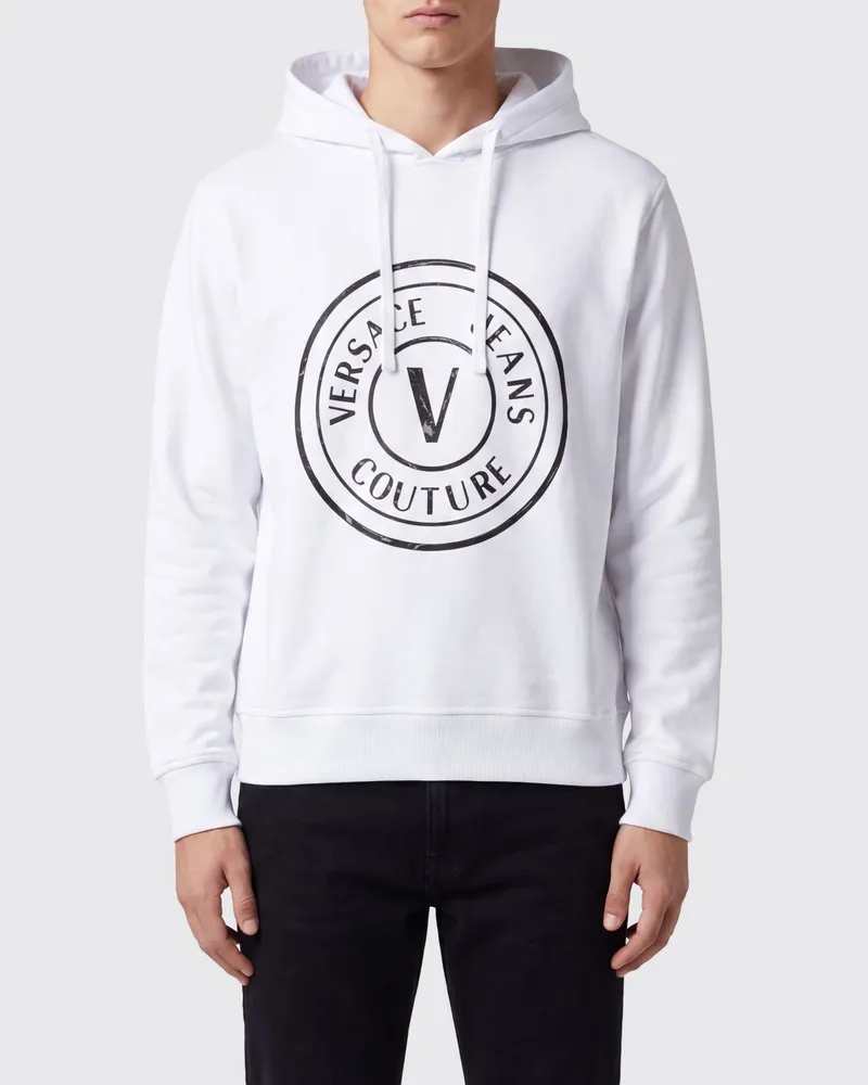 Versace Jeans Kapuzenpullover mit Logo Weiß