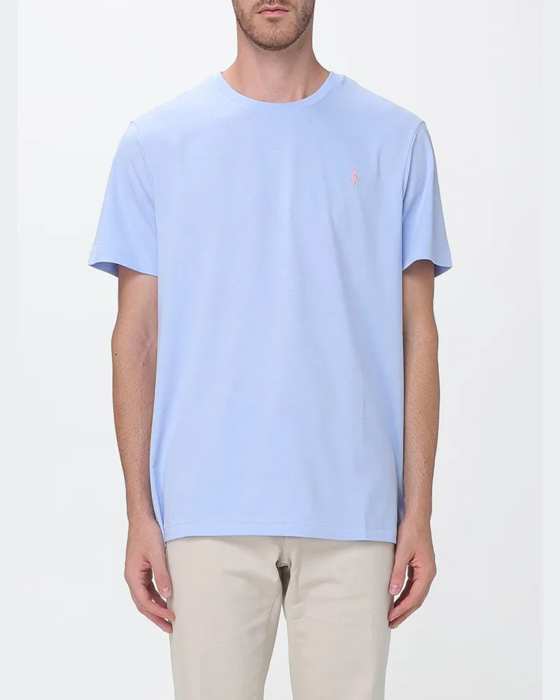 Ralph Lauren Slim Fit Baumwoll-T-Shirt mit gesticktem Logo und Rundhalsausschnitt Blau