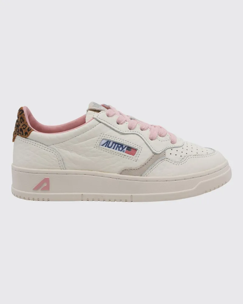 AUTRY Medalist Low Bicolor-Ledersneaker mit perforierter Spitze Weiß