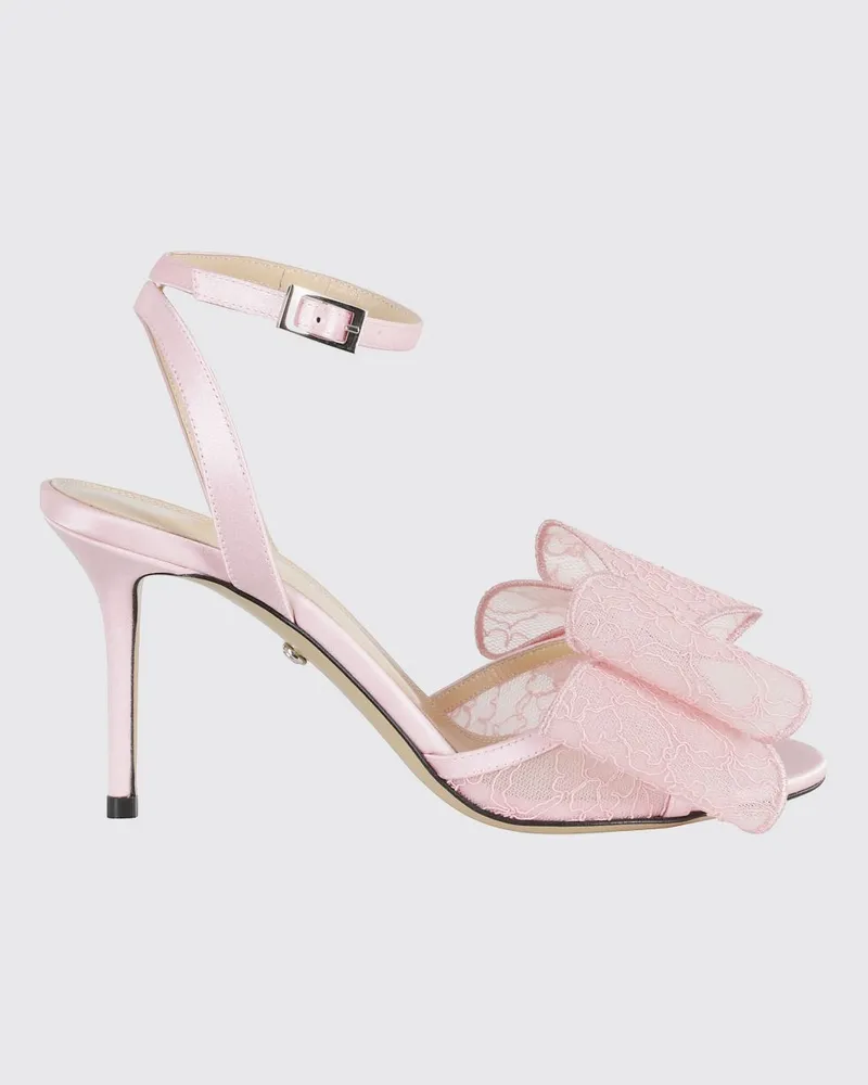 Mach & Mach Sandalen aus bestickter Spitze und Satin mit hohem Stilettoabsatz Pink