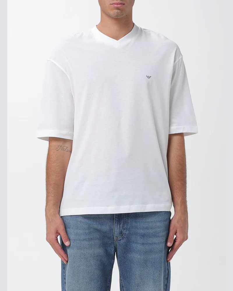 Emporio Armani Baumwoll-T-Shirt mit Logo Weiß