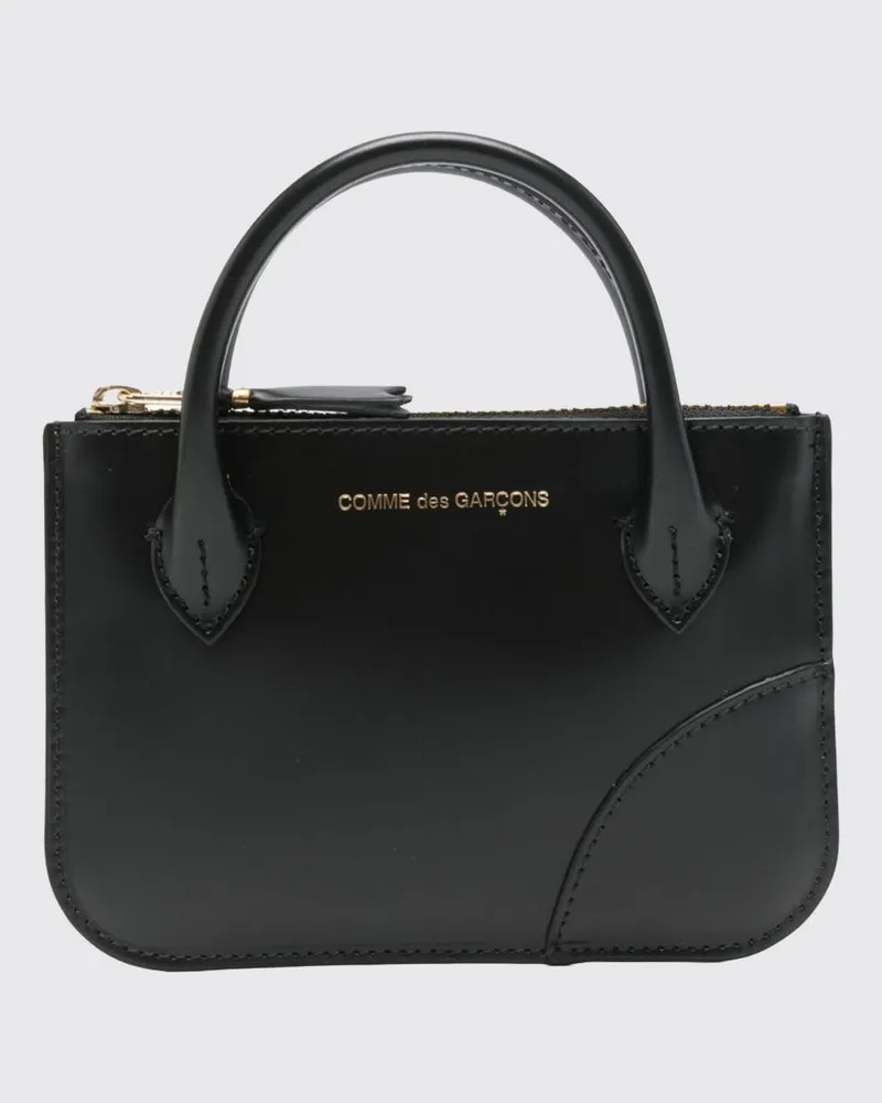 Comme des Garçons Kalbslederbrieftasche mit Reißverschluss und foliertem Logo Schwarz
