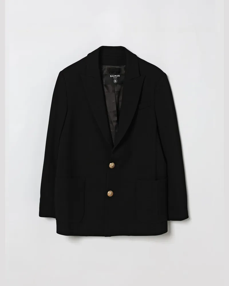 Balmain Einreihiger Blazer aus Viskosemischung Schwarz
