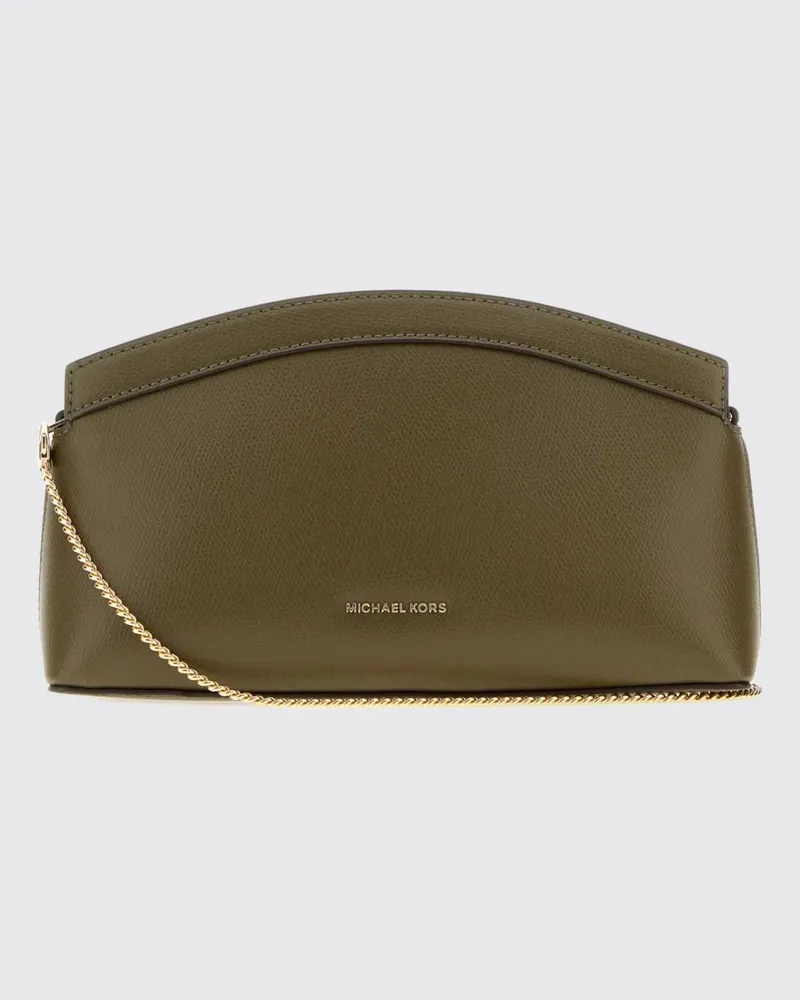Michael Kors Athena Umhängetasche aus genarbtem Leder mit Metallkettenriemen Grün