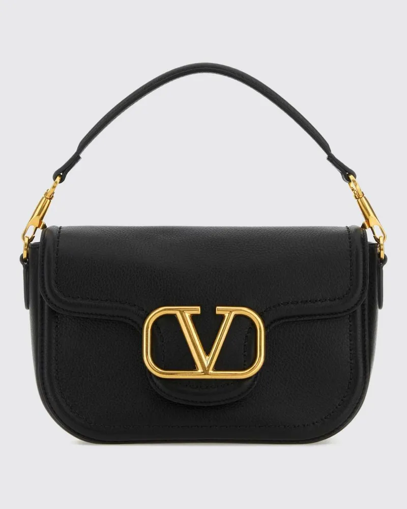 Valentino Garavani Kleine Alltime Handtasche aus gehämmertem Leder mit VLogo Schwarz