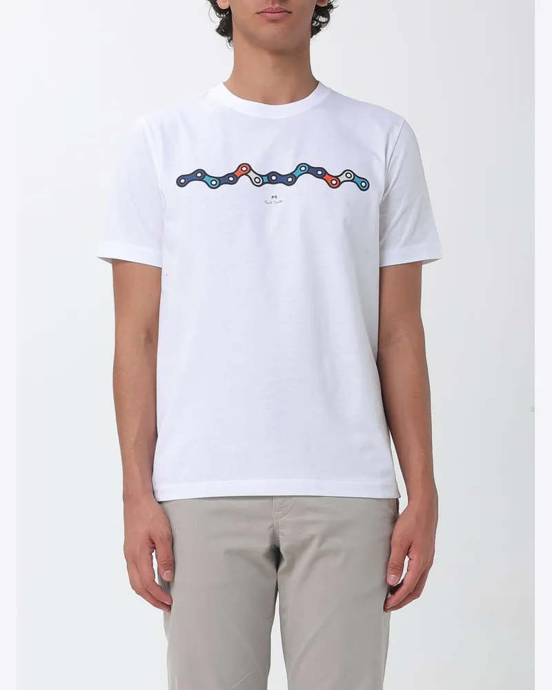 Paul Smith T-Shirt aus Bio-Baumwolle mit Grafikprint und Rundhalsausschnitt Weiß