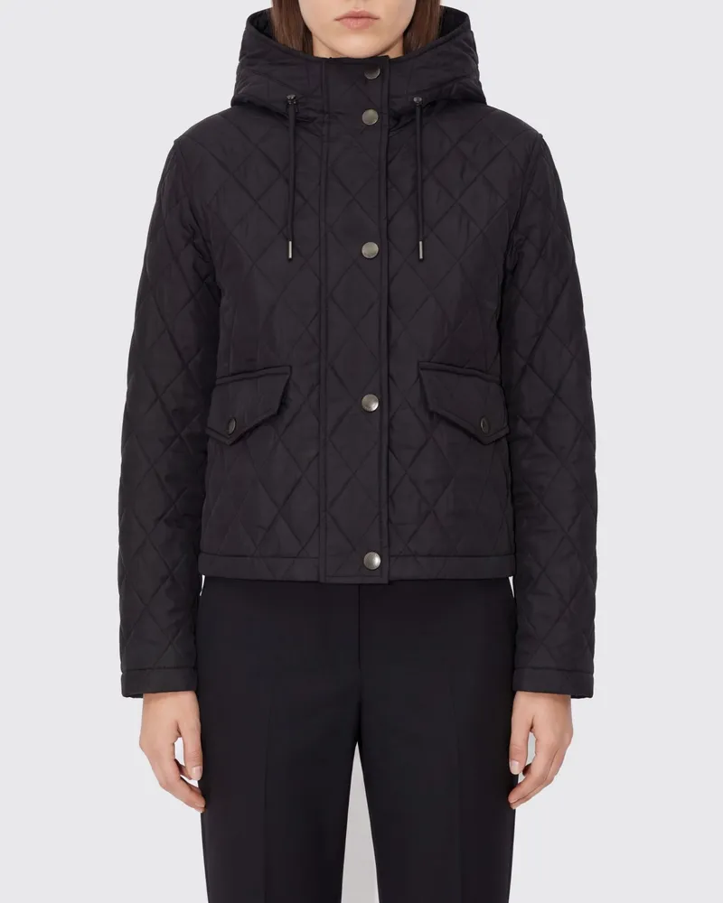 Burberry Gesteppte Nylonjacke mit Kapuze und Check-Innenfutter Schwarz