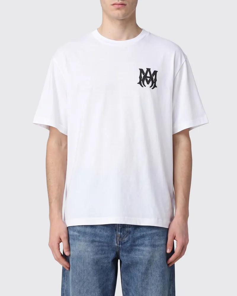 Amiri Relaxed Fit Baumwoll-T-Shirt mit überschnittenen Schultern und Logo Weiß