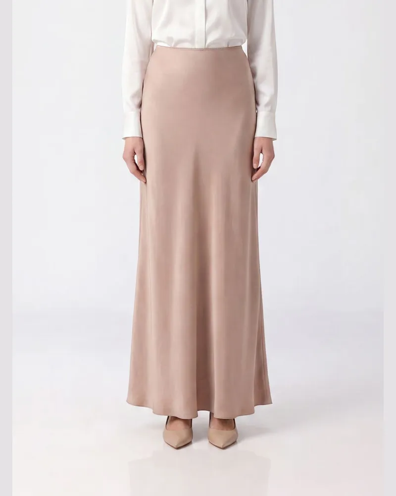 Fabiana Filippi Langer Bleistiftrock aus Lyocell-Satin mit hoher Taille Kaffee