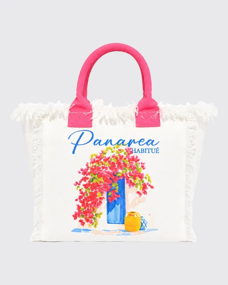 MC2 Saint Barth Vanity-Tasche aus bedruckter Baumwolle mit Logo Milch