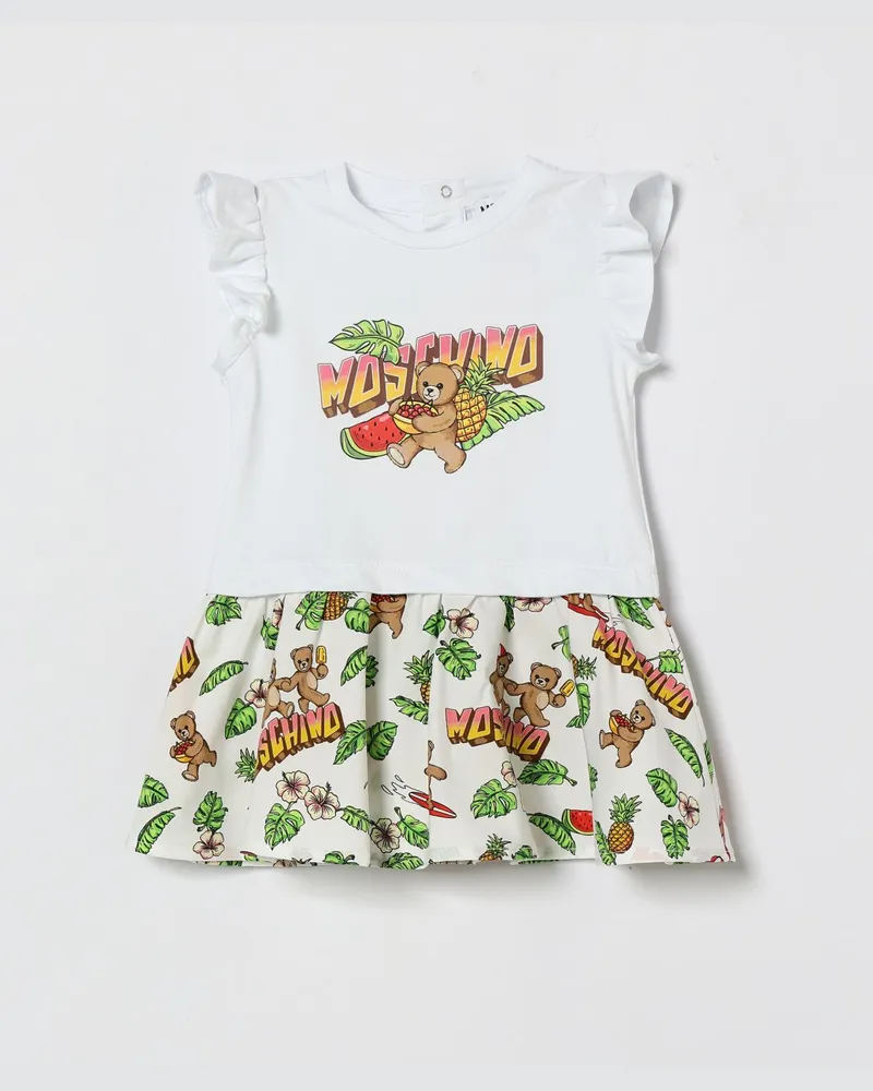 Moschino Bedrucktes Baumwoll-Minikleid Weiß