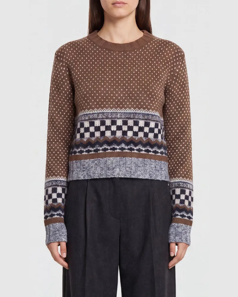 Golden Goose Jacquard-Rundhalspullover aus Woll-Alpaka-Mischung Braun