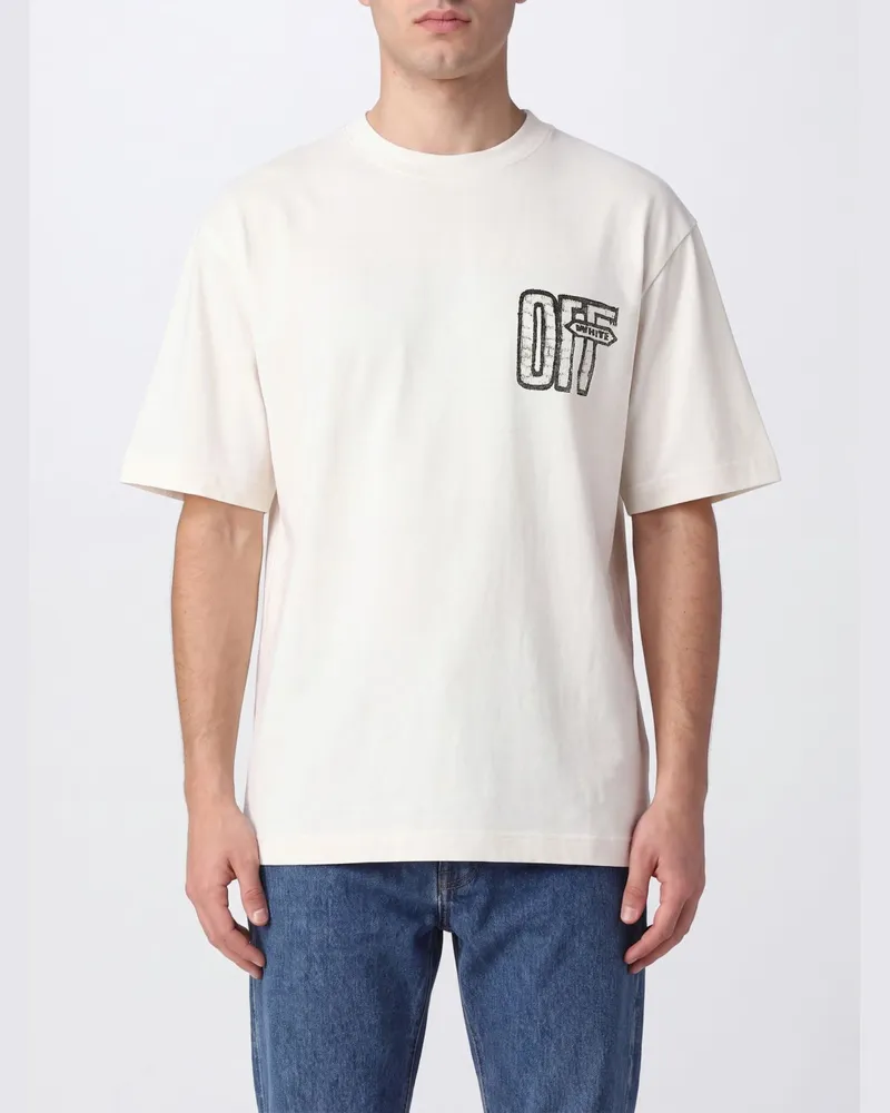 OFF-WHITE Baumwoll-T-Shirt mit kontrastierendem Arrow-Logo auf der Rückseite Weiß