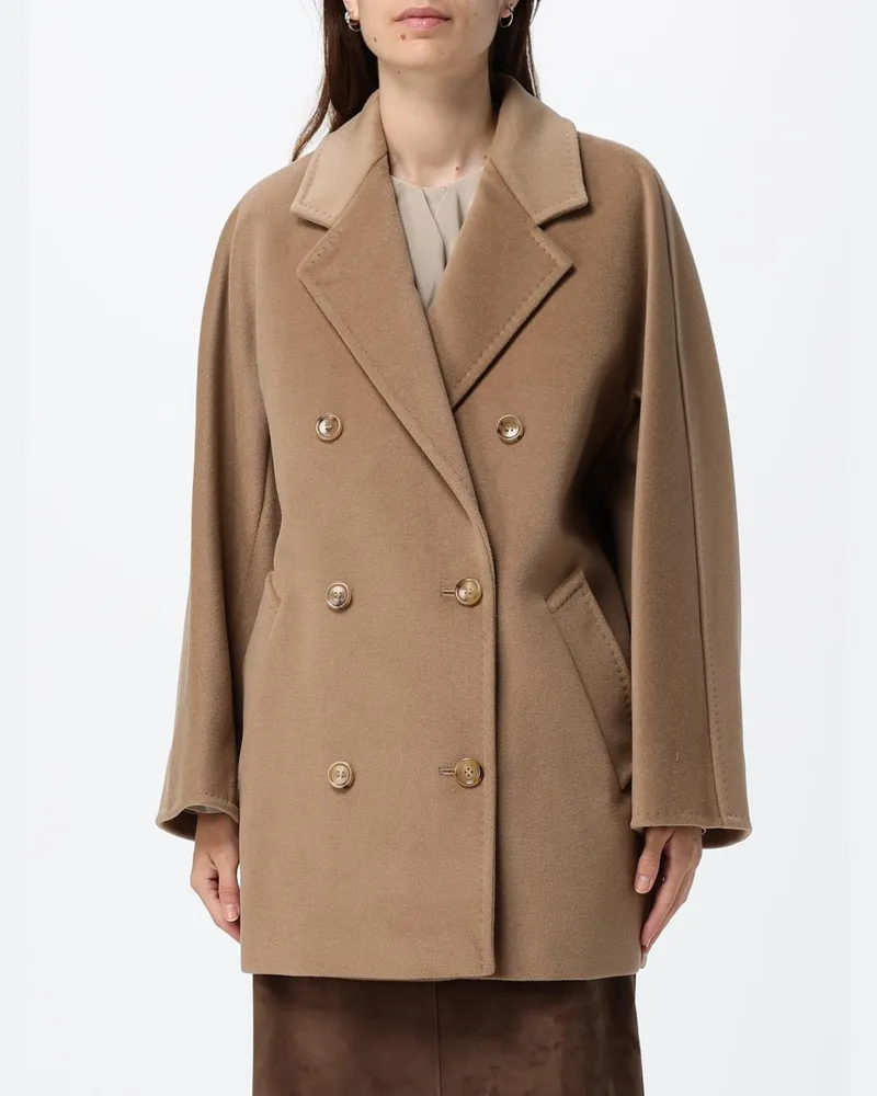 Max Mara Zweireihiger Woll-Caban mit Relaxed-Fit und Reverskragen Camel