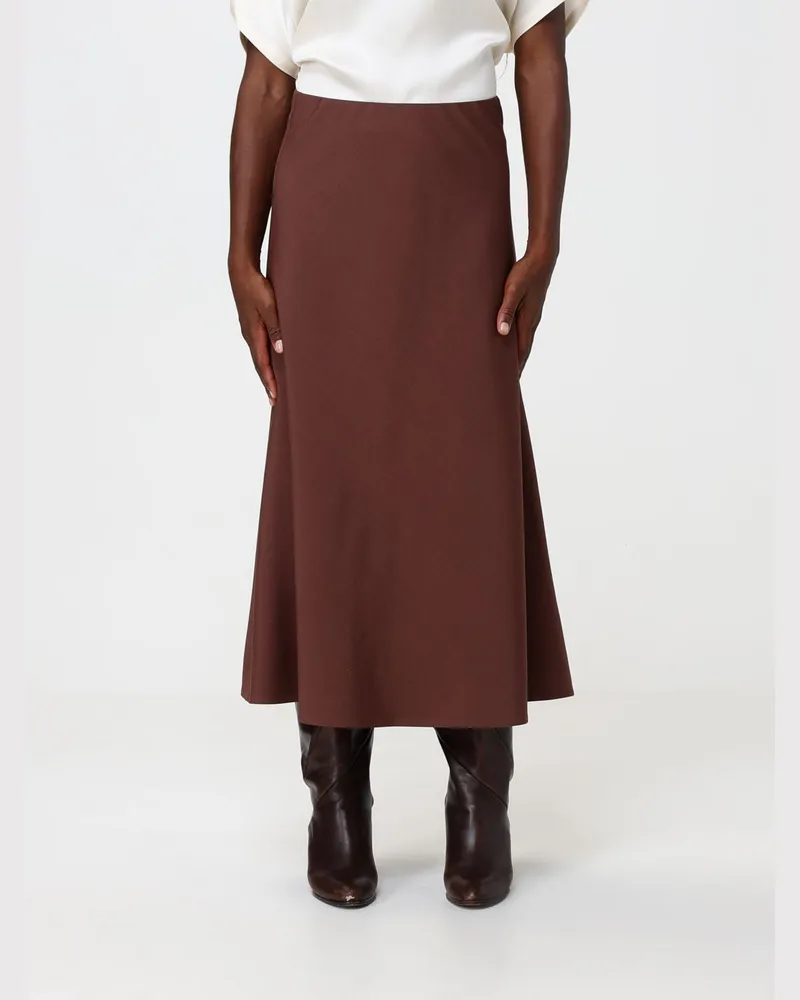 Brunello Cucinelli Midi-Wickelrock von aus Woll-Mischung mit hoher Taille Braun