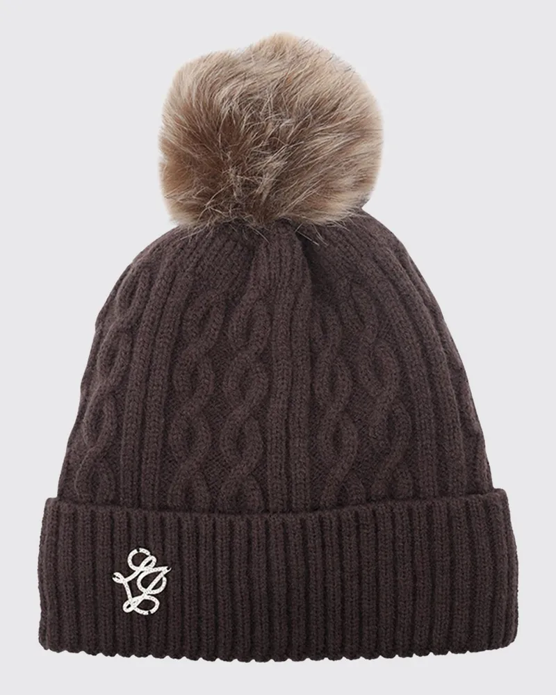 Liu Jo Wollmisch-Beanie mit Bommel und Monogramm-Umschlag Braun