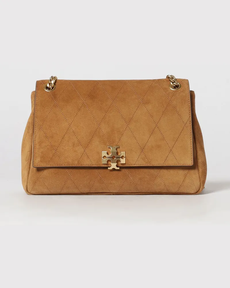 Tory Burch Charlie Schultertasche aus Wildleder mit verschiebbarem Henkel Camel