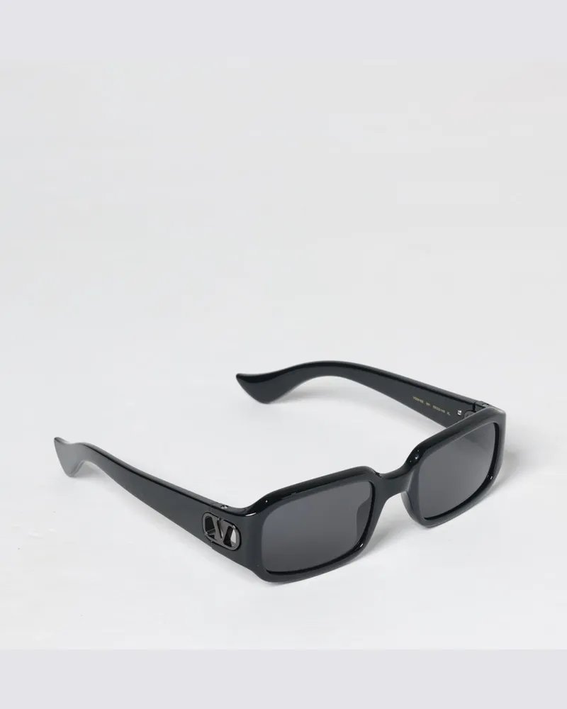 Valentino Garavani Rechteckige Sonnenbrille aus Acetat mit VLogo Signature Schwarz