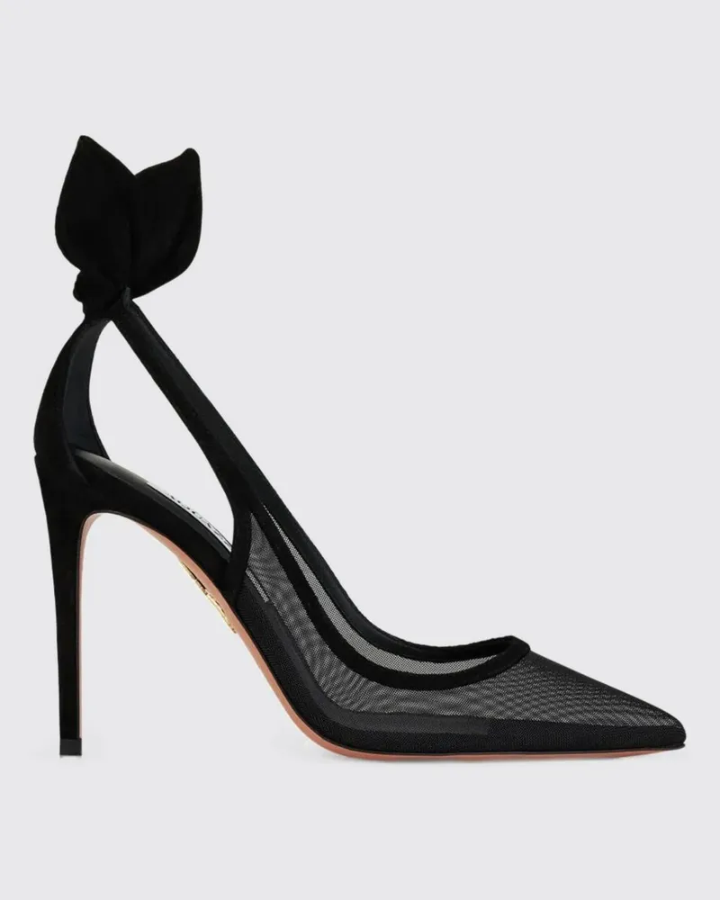 Aquazzura Bow Tie Pumps aus Netz-Nylon mit hohem Absatz und Knoten Schwarz