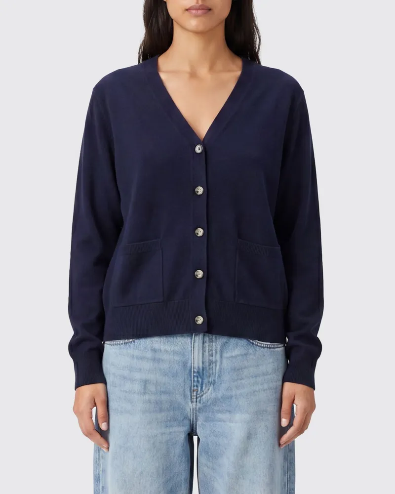 ALLUDE V-Ausschnitt-Cardigan von aus 100 % Kaschmir mit aufgesetzten Taschen Blau