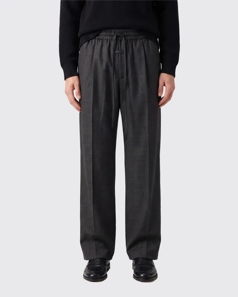 Fear of God Weit geschnittene Hose aus reiner Schurwolle mit Kordelzug in der Taille Grau