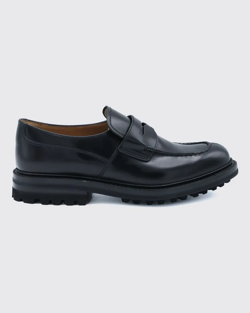 Church's Pennyloafer aus gebürstetem Leder mit gekerbter Sohle Schwarz
