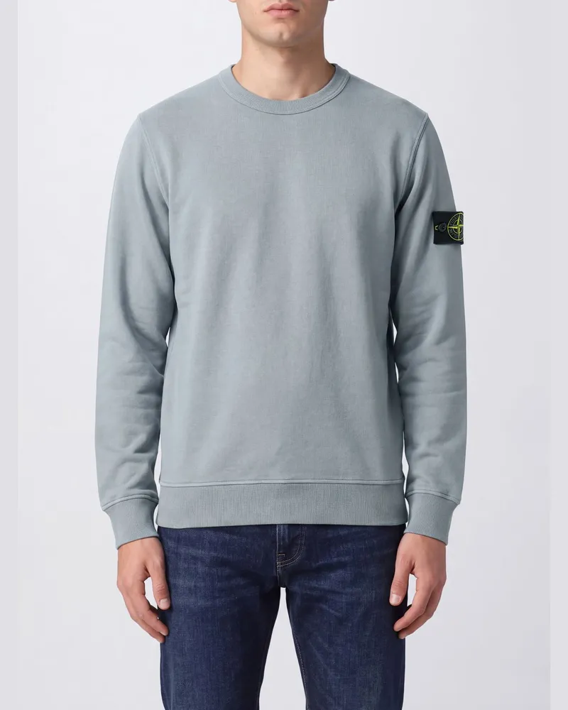 Stone Island Rundhals-Sweatshirt aus Baumwolljersey mit Compass-Logo-Patch Grau