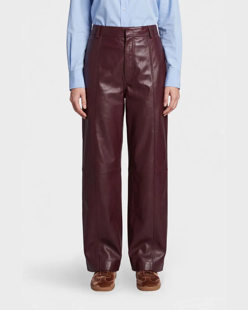 Alberta Ferretti Wide-Leg-Hose mit mittlerer Leibhöhe aus glattem Kunstleder Burgunderrot