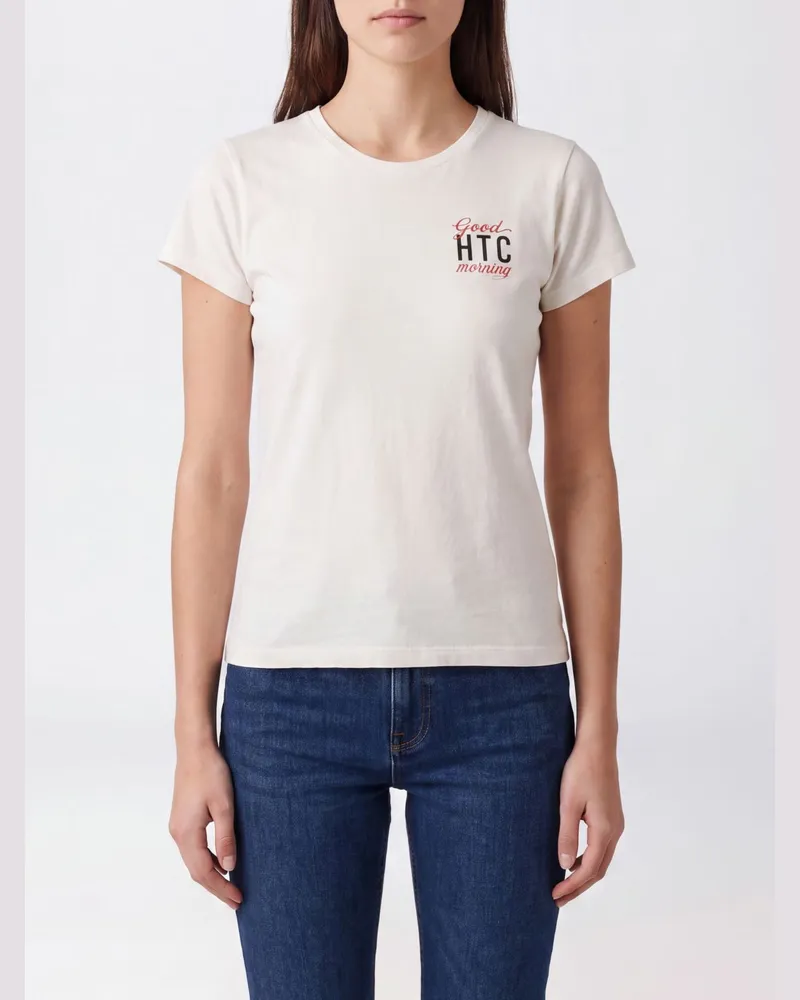 HTC Hollywood Trading Company Slim-Fit Baumwoll-T-Shirt von mit Kontrastlogo Weiß