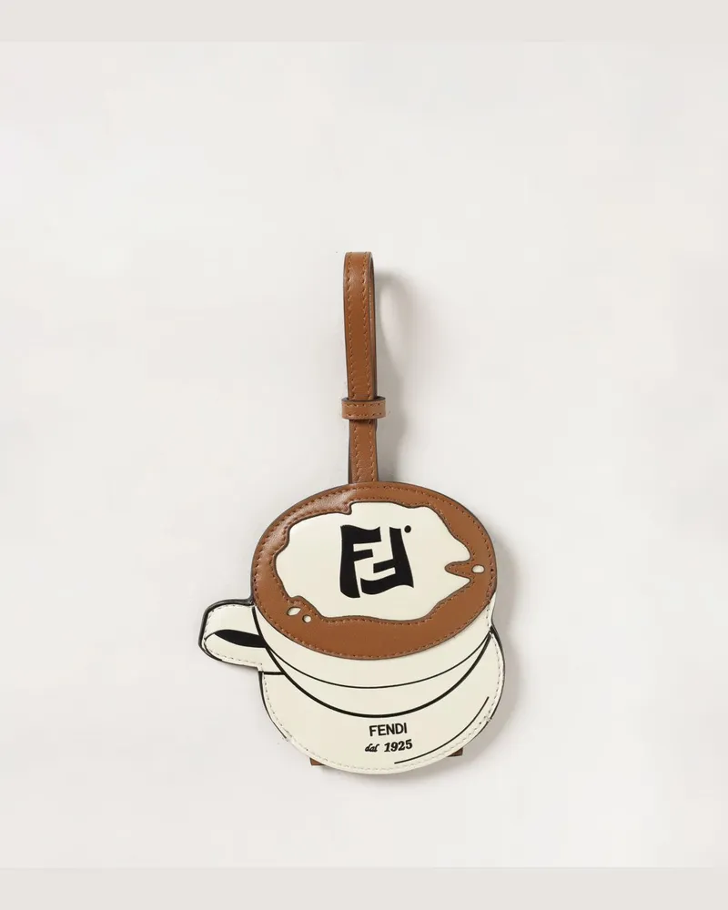 Fendi Schlüsselanhänger aus Kalbsleder und beschichteter Baumwolle mit FF-Monogramm Leder