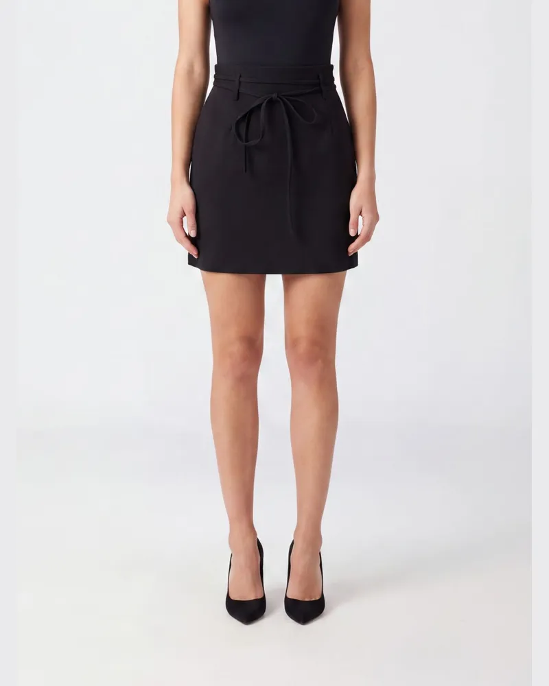 Twin-Set High-Waist Bleistift-Minirock mit Gürtel und seitlichem Reißverschluss Schwarz