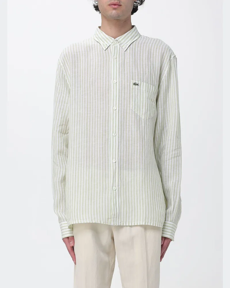 Lacoste Gestreiftes Leinenhemd in Relaxed Fit mit Button-Down-Kragen Bunt