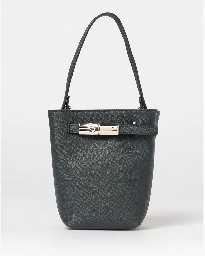 Longchamp Le Smart Mini-Beuteltasche aus genarbtem Kalbsleder Schwarz