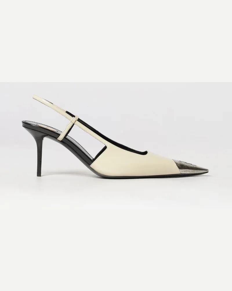 Saint Laurent Jeanne Slingback-Pumps aus Kalbsleder mit YSL-Monogramm Ivory