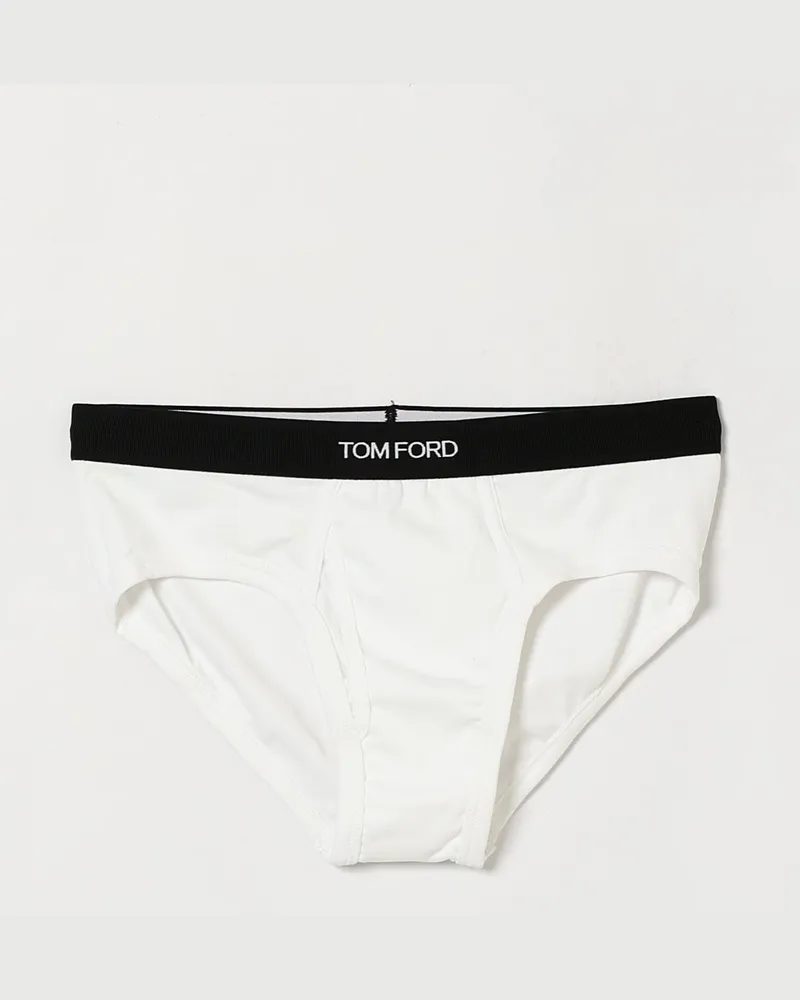 Tom Ford Stretch-Baumwoll-Slips mit kontrastierendem Logo-Bund Weiß