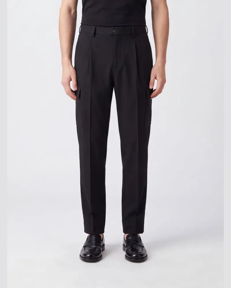 Herno Nylon-Cargohose mit geradem Bein und Seitentaschen Schwarz