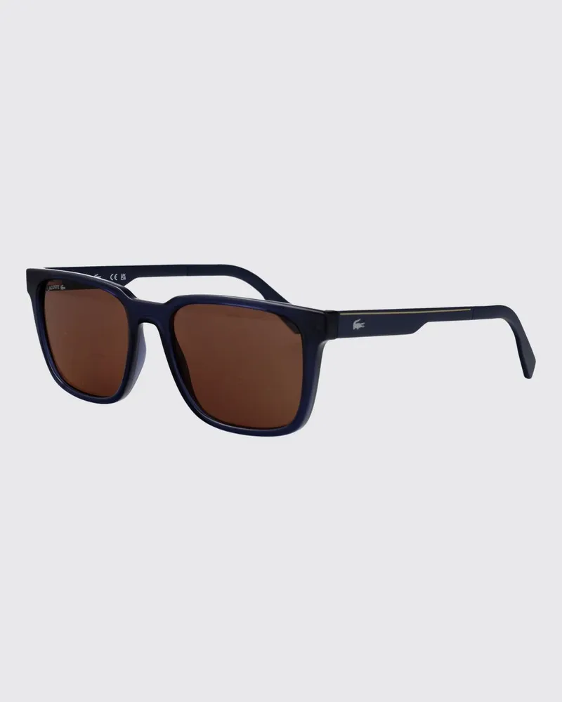 Lacoste Aviator-Sonnenbrille aus Acetat von mit bernsteinfarbenen Gläsern und Monogramm-Logo Blau