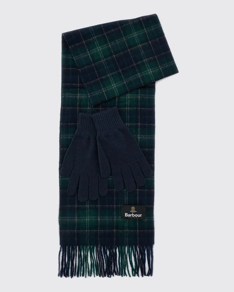 Barbour Set aus zwei Wollschals mit Tartanmuster und Fransensaum Grün