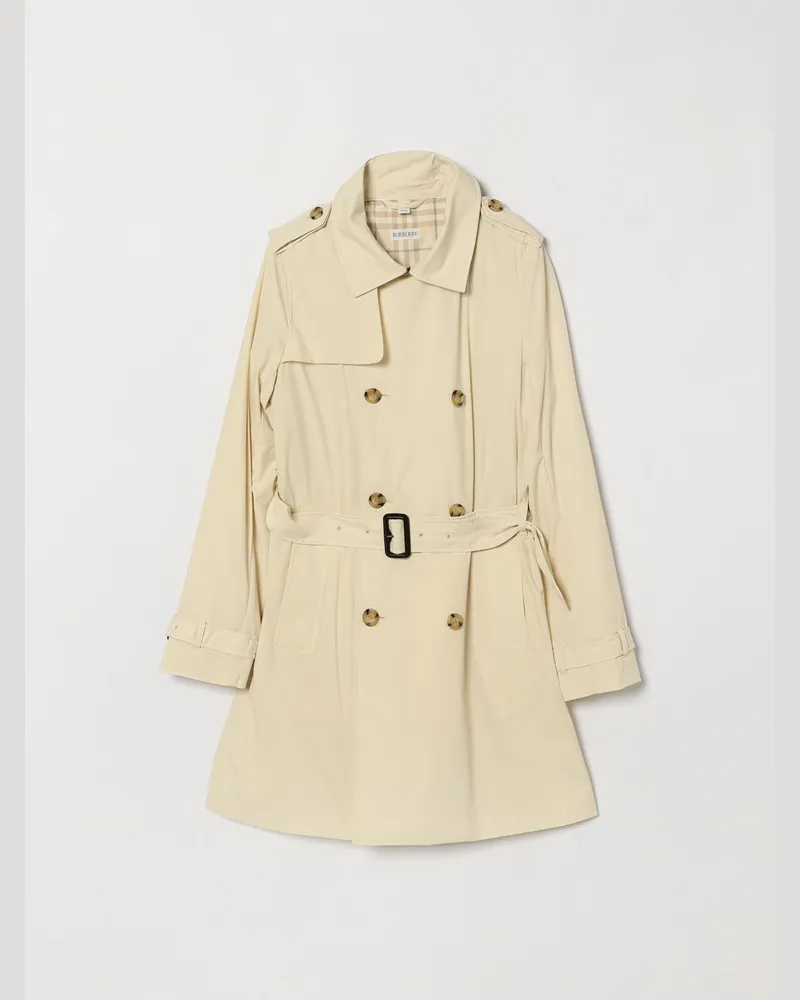 Burberry Zweireihiger Trenchcoat für Jungen aus Nylon mit Check-Futter Beige