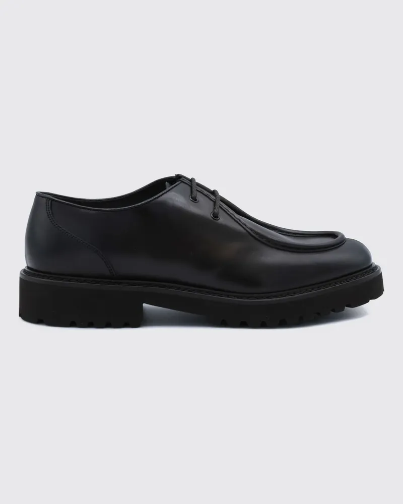 Doucal´s Derby-Schuhe aus Glattleder mit erhöhtem Blatteinsatz und Gummisohle von Dark