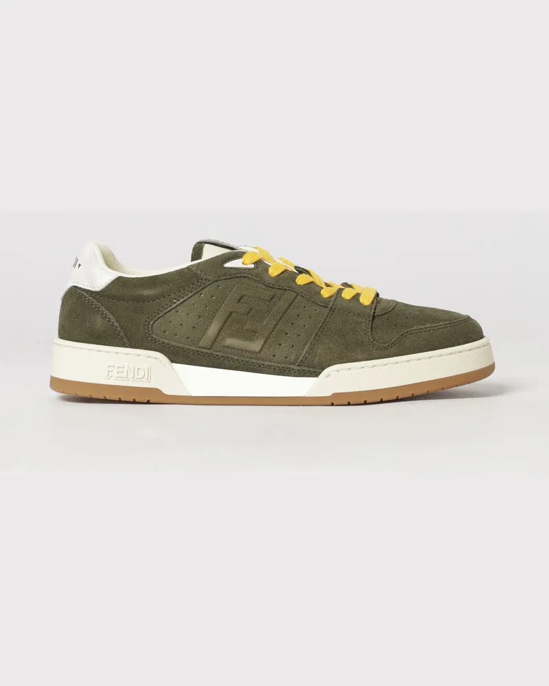 Fendi Match Sneaker aus Kalbsveloursleder mit FF-Monogramm Moosgrün